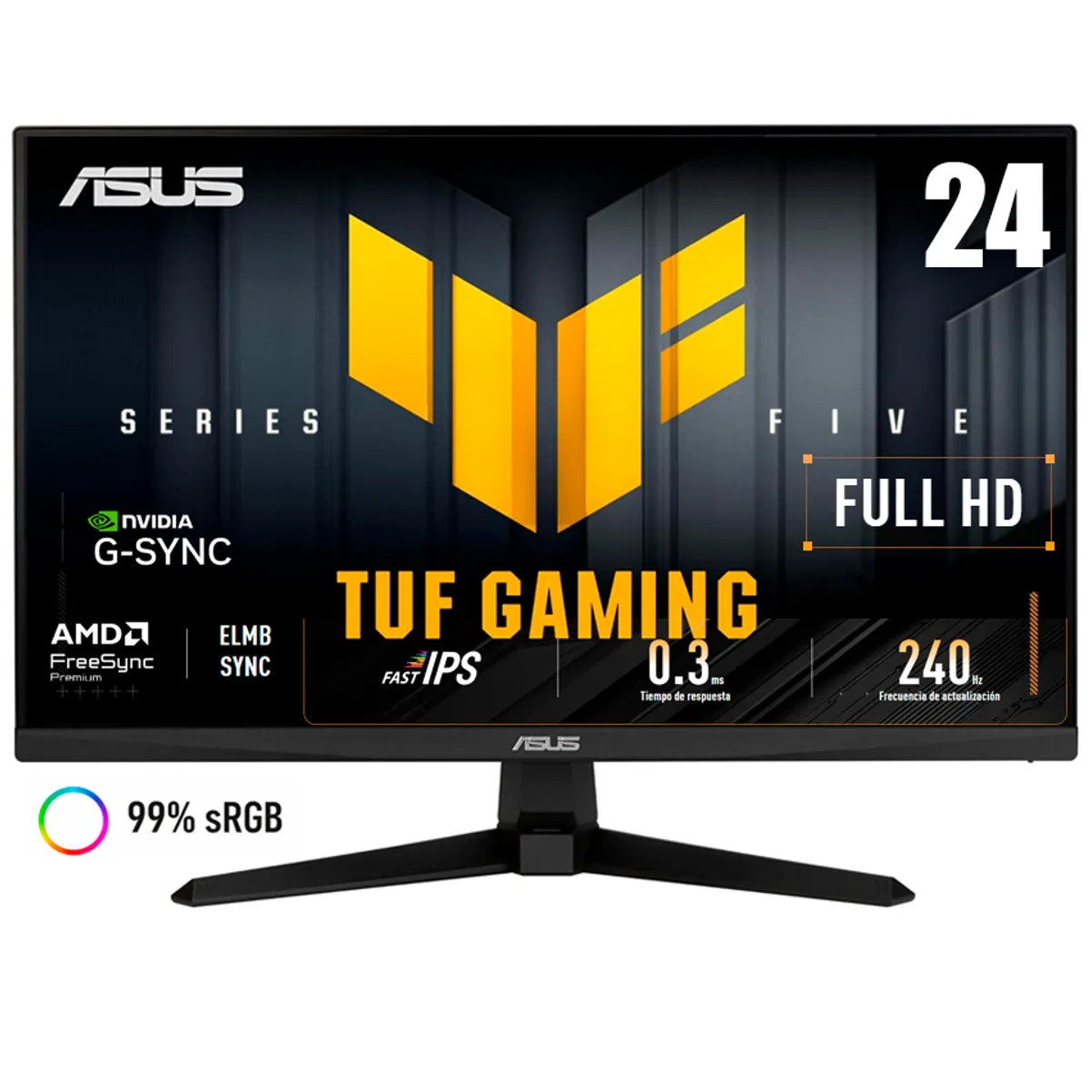 ASUS - Monitor ASUS TUF Gaming VG249QM5A 238” Fast IPS FHD 240Hz 03ms G-SYNC FreeSync Negro