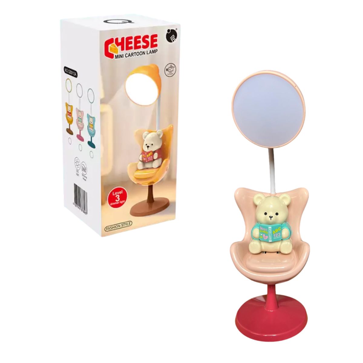 GENERICO - Lámpara de Oso leyendo en su silla Inalámbrico LED Nocturna - Rosado