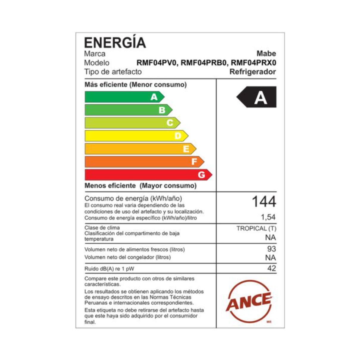 MABE - Frigobar Mabe RMF04PV0 93L Negro Frost