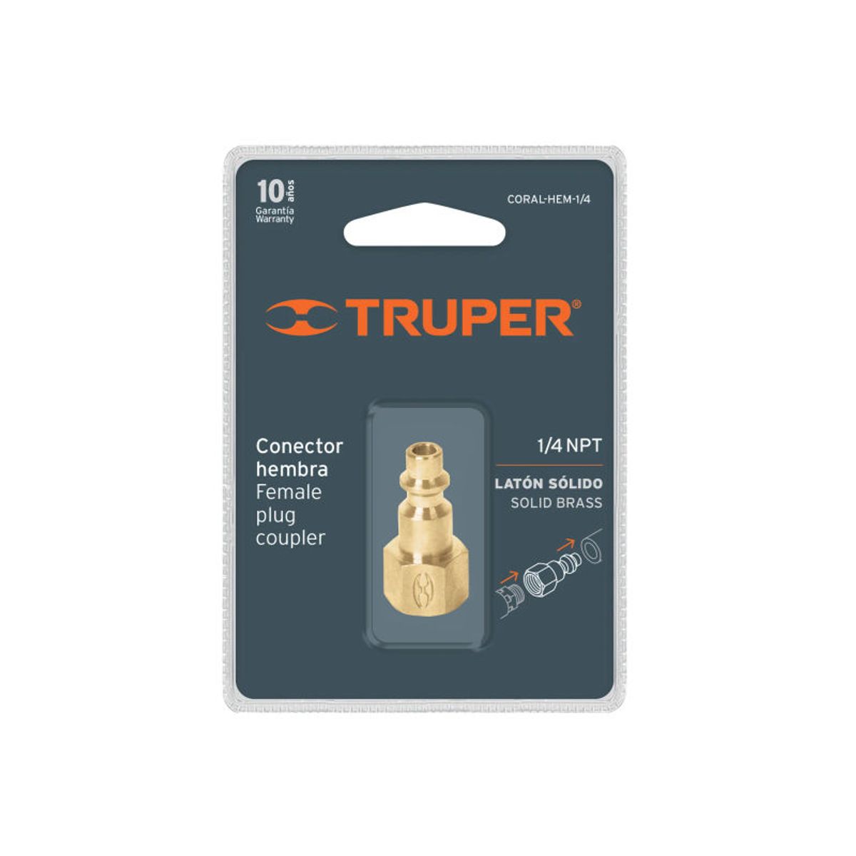 TRUPER - Conector rápido tipo M niquelado cuerda 14 NPT hembra Truper - 19082