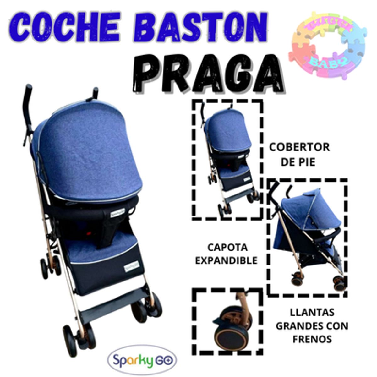 Stokker Baby - COCHE BASTON RECLINABLE PRAGA - AZUL
