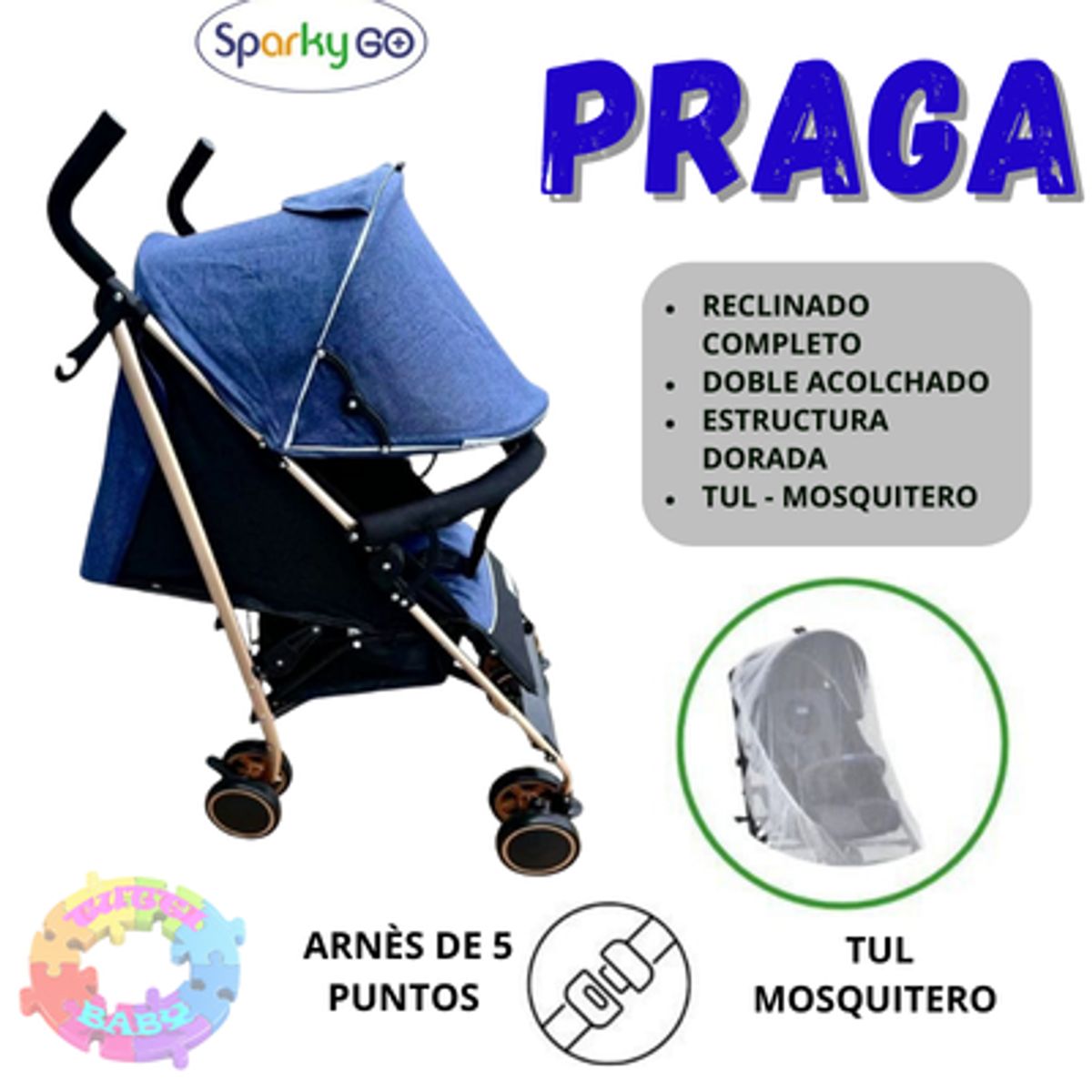 Stokker Baby - COCHE BASTON RECLINABLE PRAGA - AZUL