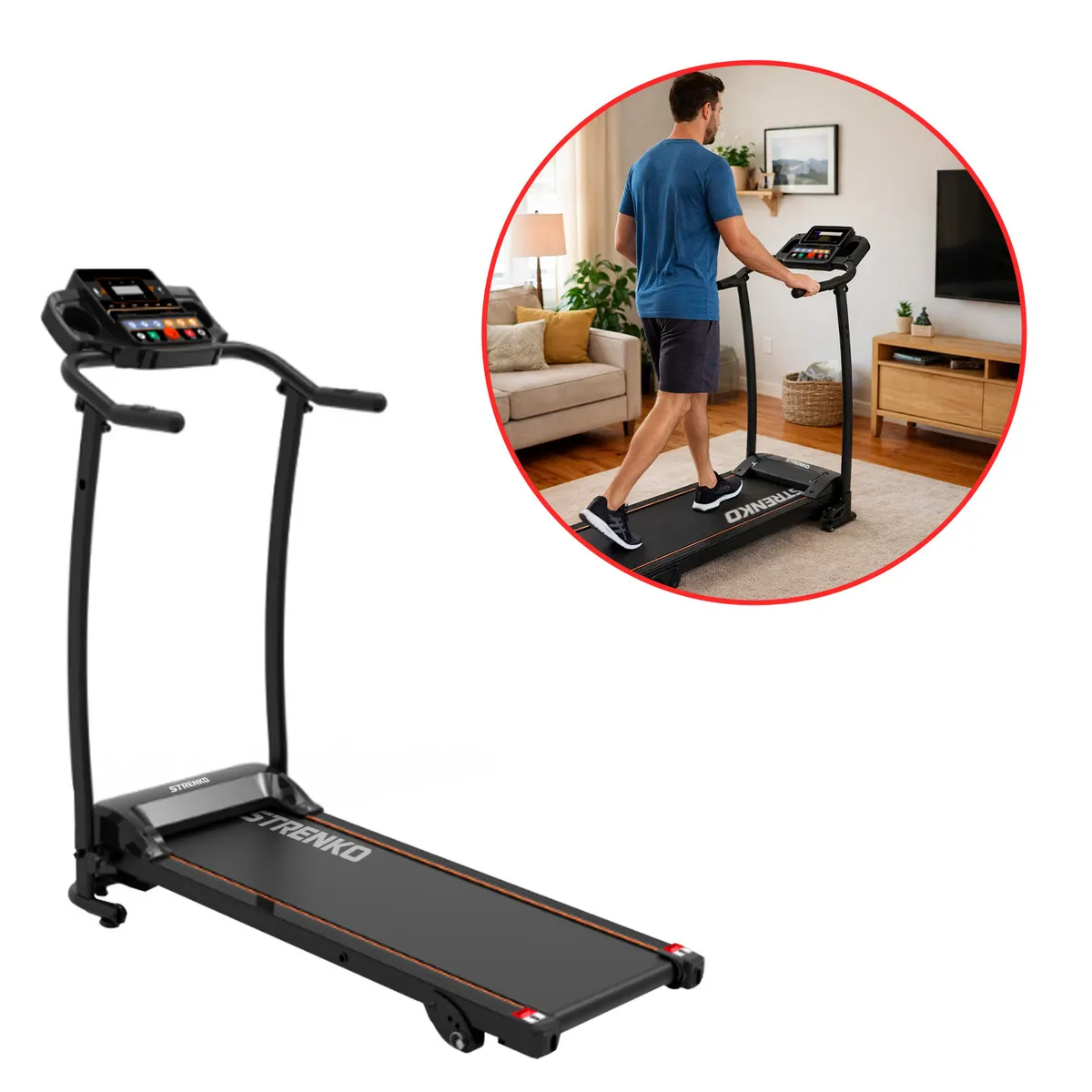 STRENKO - Trotadora Electrica G3531 Plegable 1.5 HP y Conexion MP3 10kmh