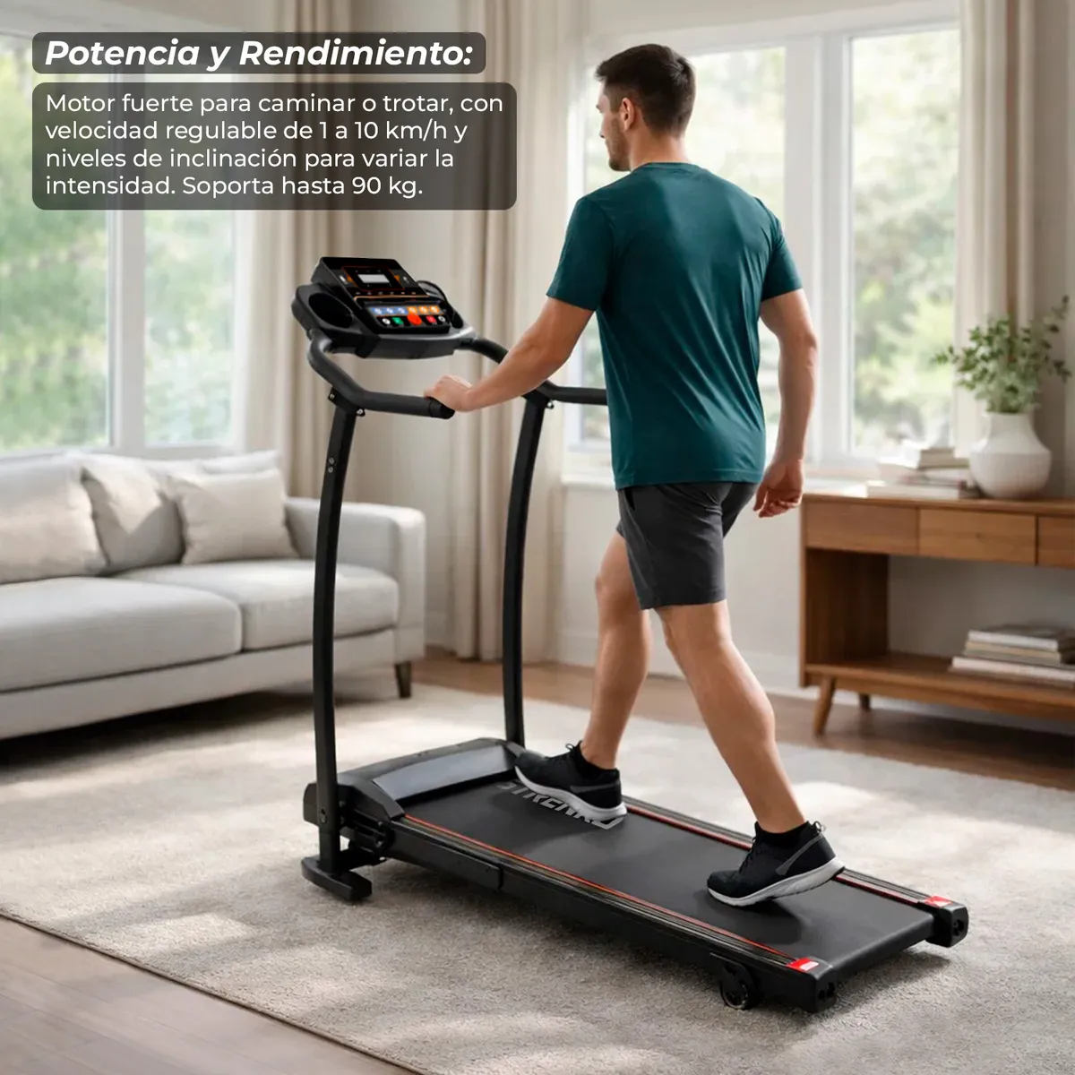 STRENKO - Trotadora Electrica G3531 Plegable 1.5 HP y Conexion MP3 10kmh