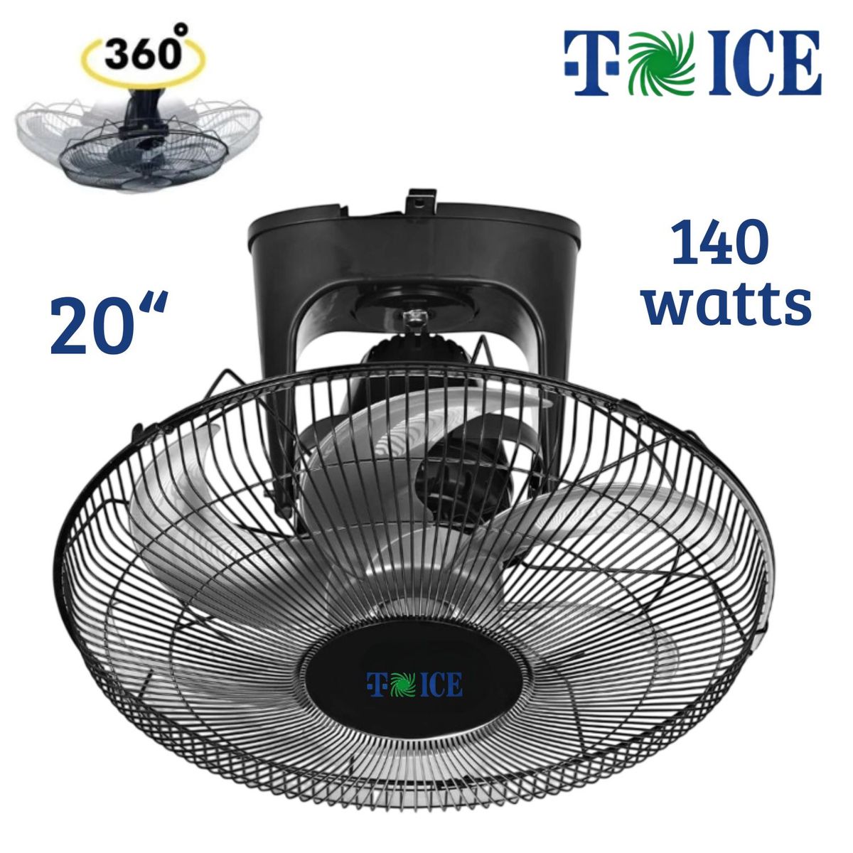 GENERICO - Ventilador de Techo Orbital T-ICE 20" 03 Velocidades Potente Motor