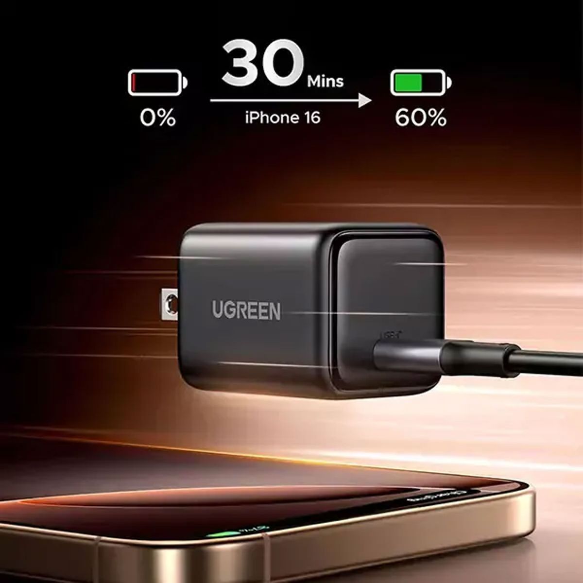 UGREEN - Cargador Ugreen 30W USB-C GaN Fast Charger US 55530