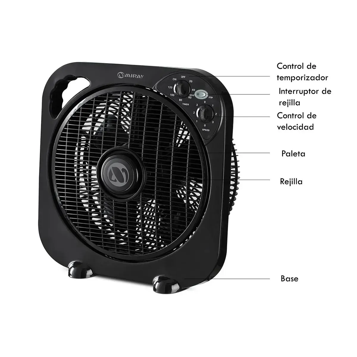 MIRAY - Ventilador Circulador Miray 12 VMC-1052 Negro