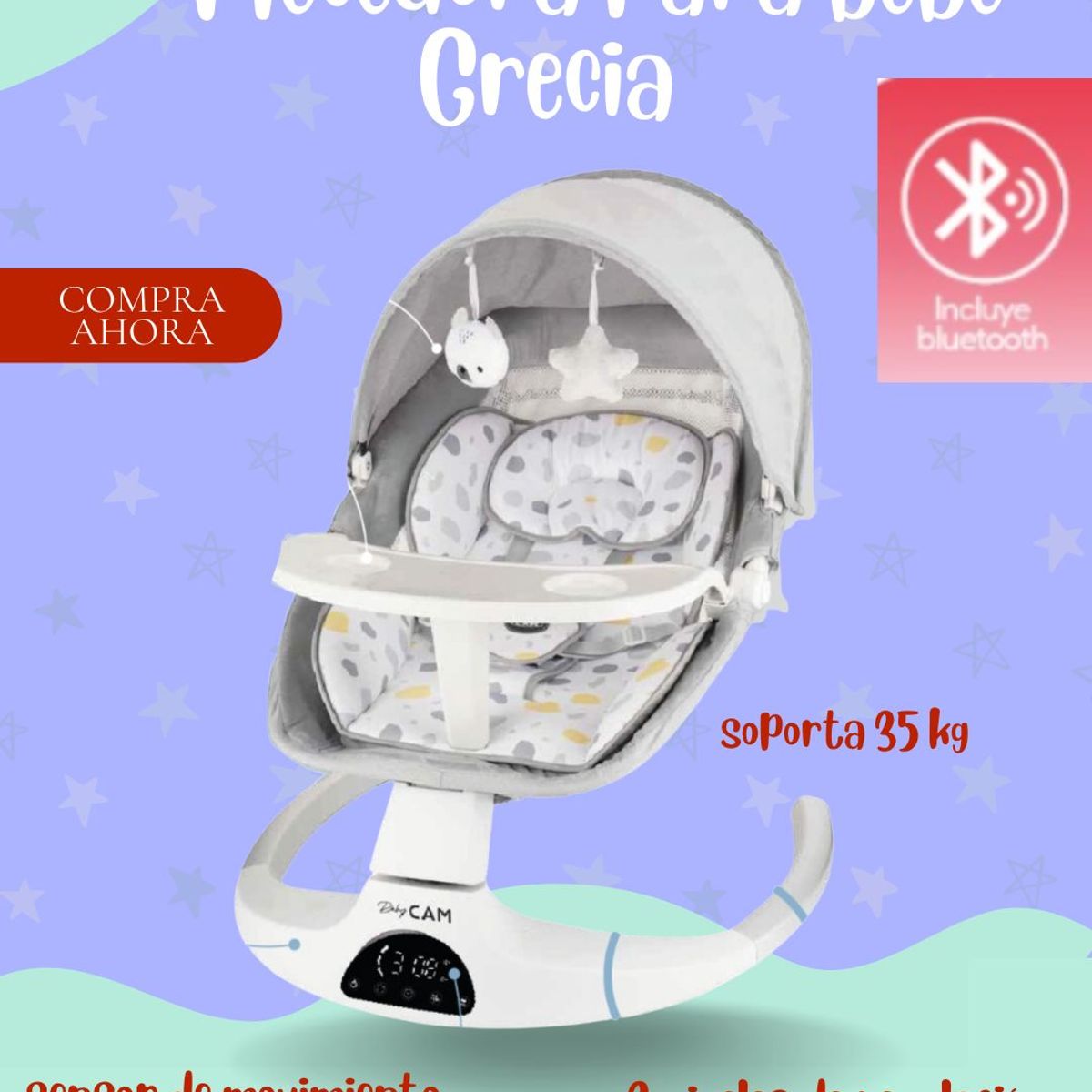 BABY CAM - Silla mecedora para bebé GRECIA color PLOMO