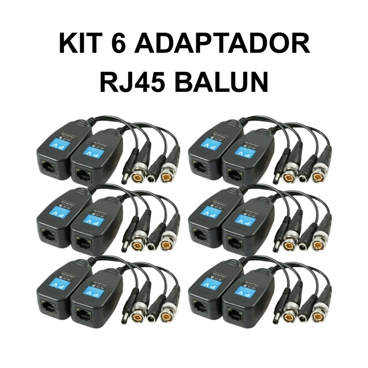 KIT 6 UND ADAPTADOR RJ45 VIDEO BALUN PARA CAMARAS SEGURIDAD IP CC ...