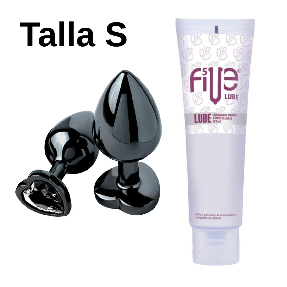 DR PINKY - Plug S Dilatador Anal Consolador Negro + Lubricante Five 120ml