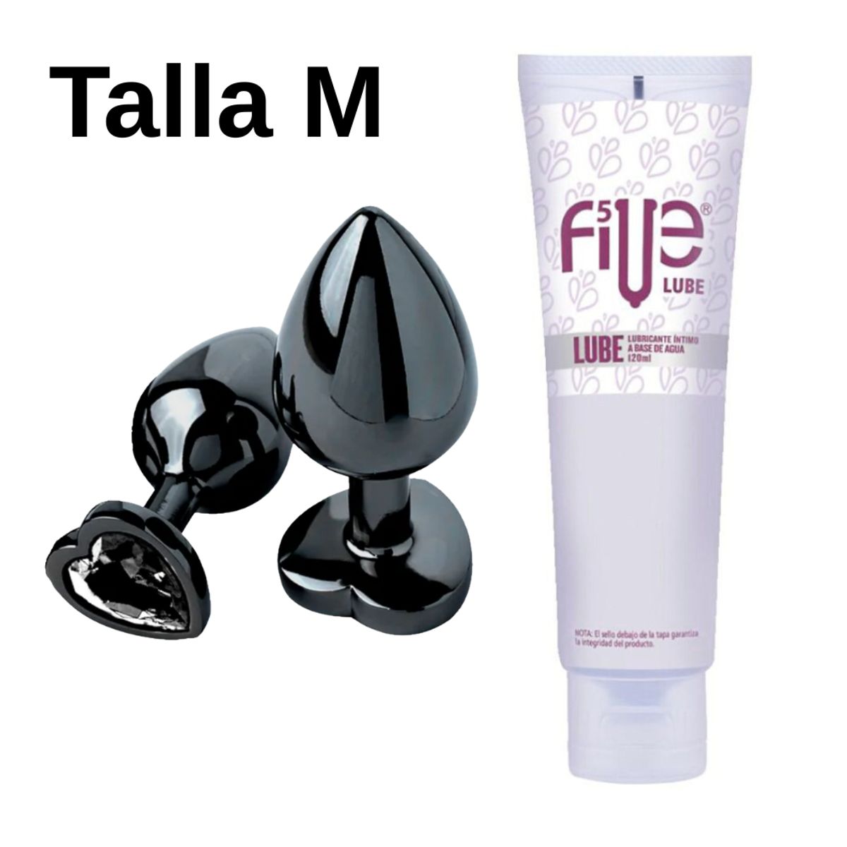 DR PINKY - Plug M Dilatador Anal Consolador Negro + Lubricante Five 120ml
