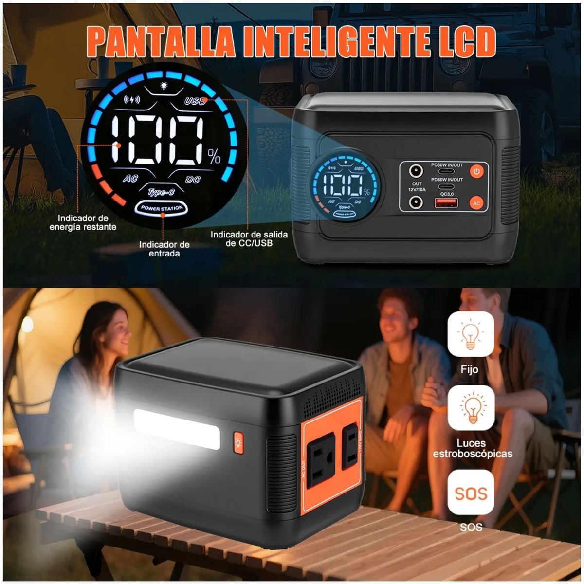 EWTTO - Generador Solar Portátil 100W con Panel Plegable USB-C PD 65W y Carga Inalámbrica