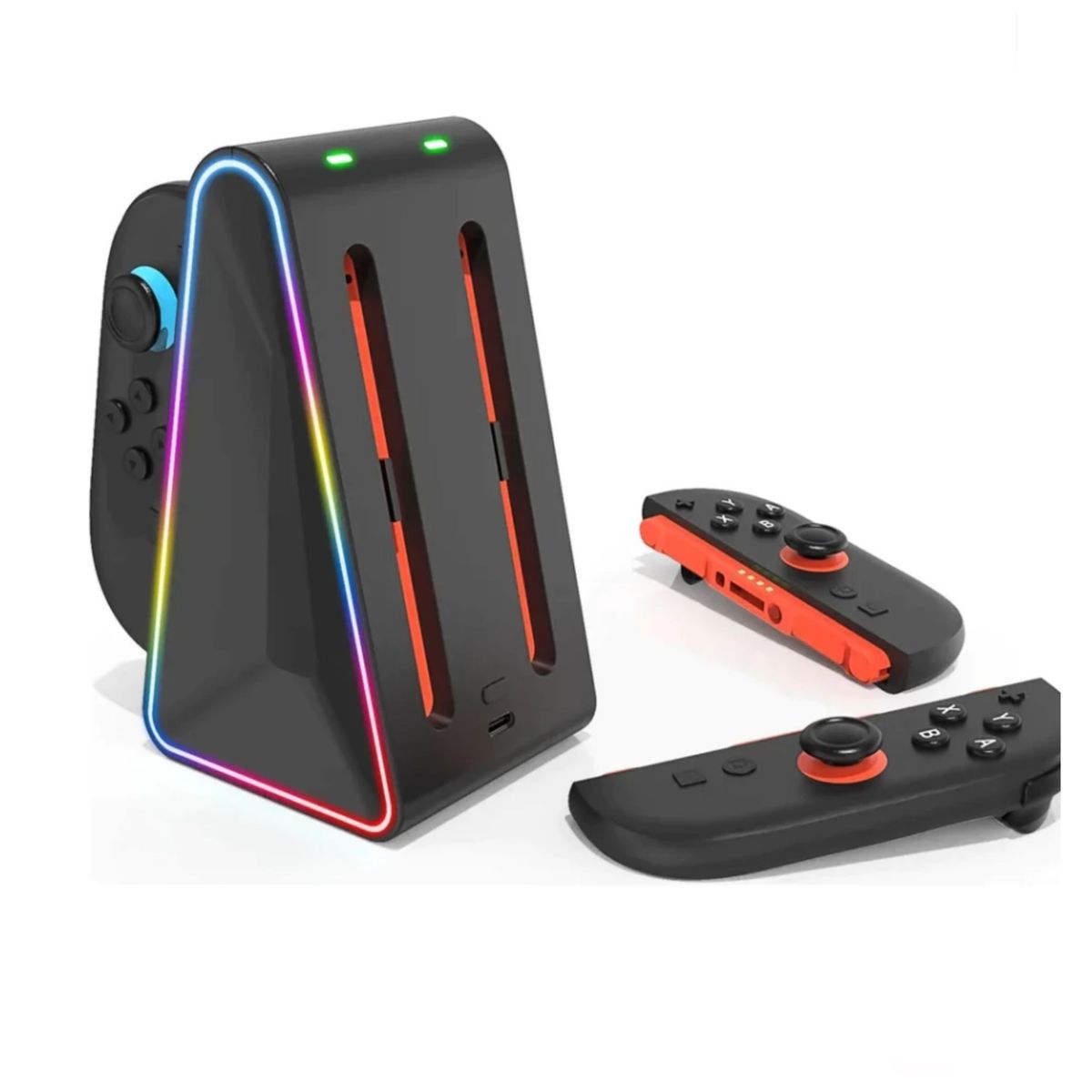 SEISA - Base Estacion de Carga Mando Nintendo Switch 4 EN 1 RGB Seisa Cargador con  Luces LED RGB