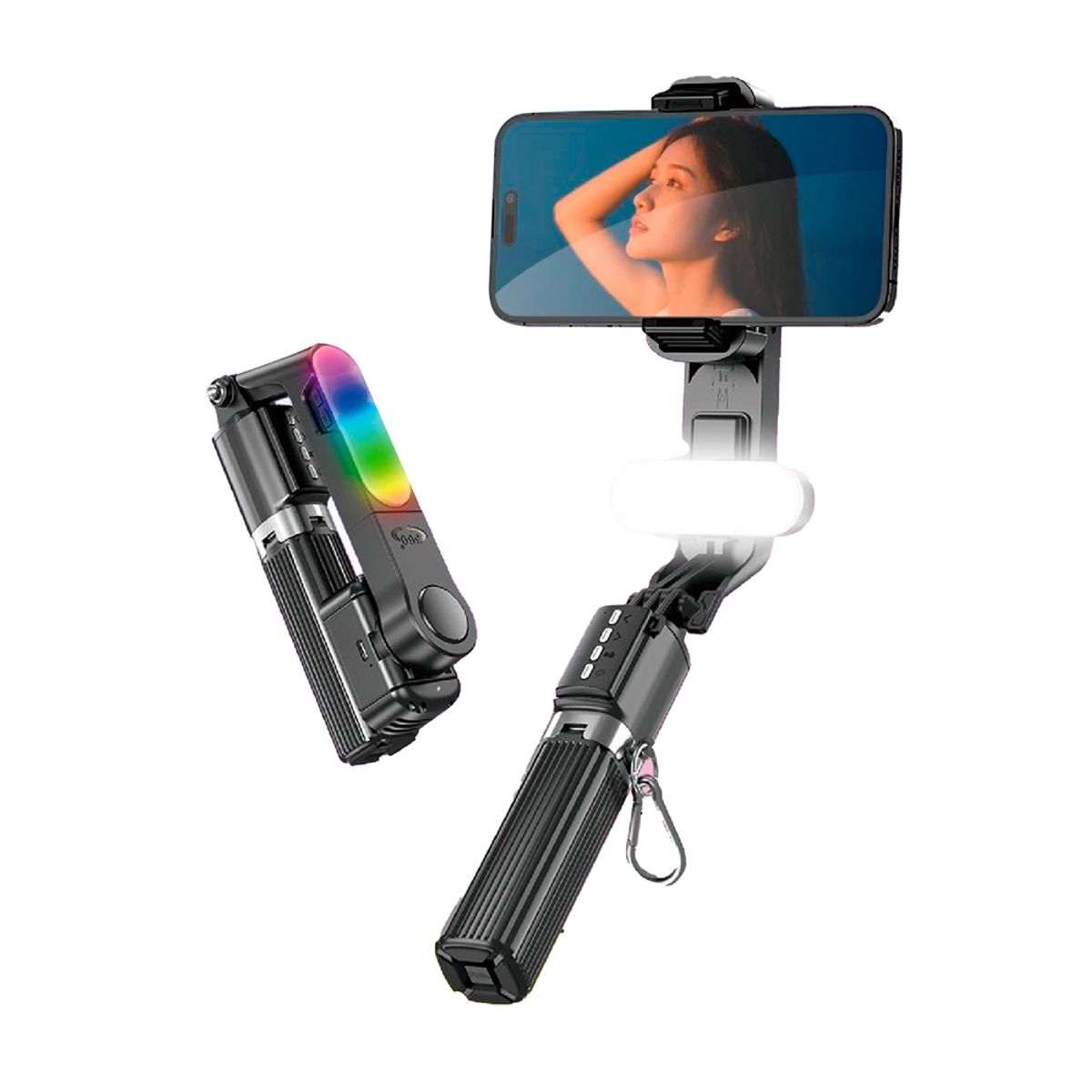 GENERICO - Estabilizador Gimbal Multifuncional Tripode con Luz y Control Bluetooth 102 cm