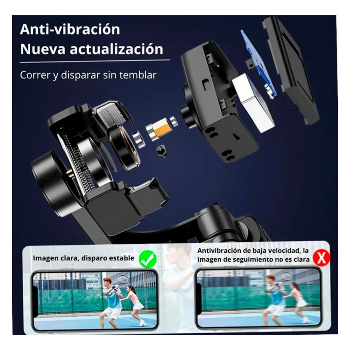 SEISA - Estabilizador Gimbal Multifuncional Tripode con Luz y Control Bluetooth 59 cm