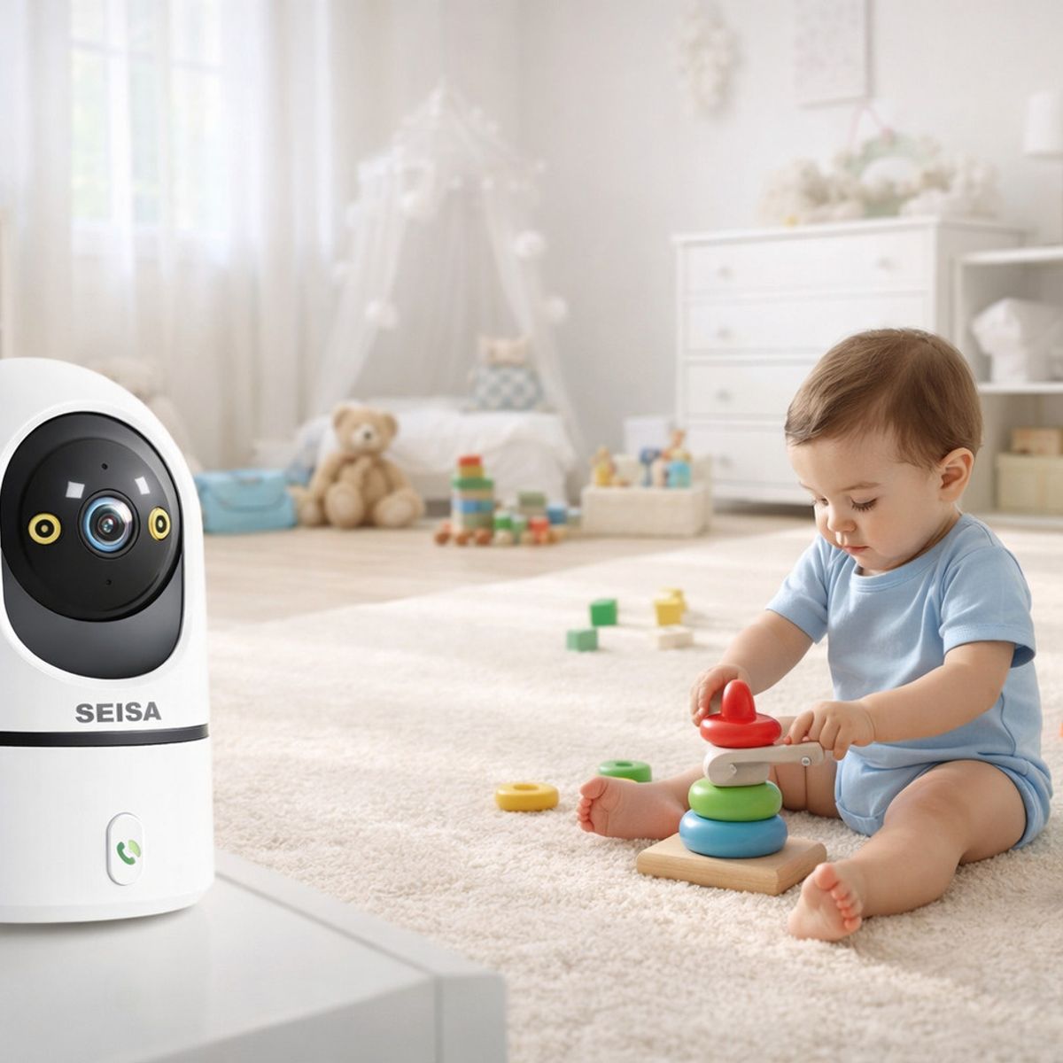 SEISA - Monitor de Bebé WiFi con Visión Nocturna y Audio Bidireccional  Vigilancia 247 desde tu Celular