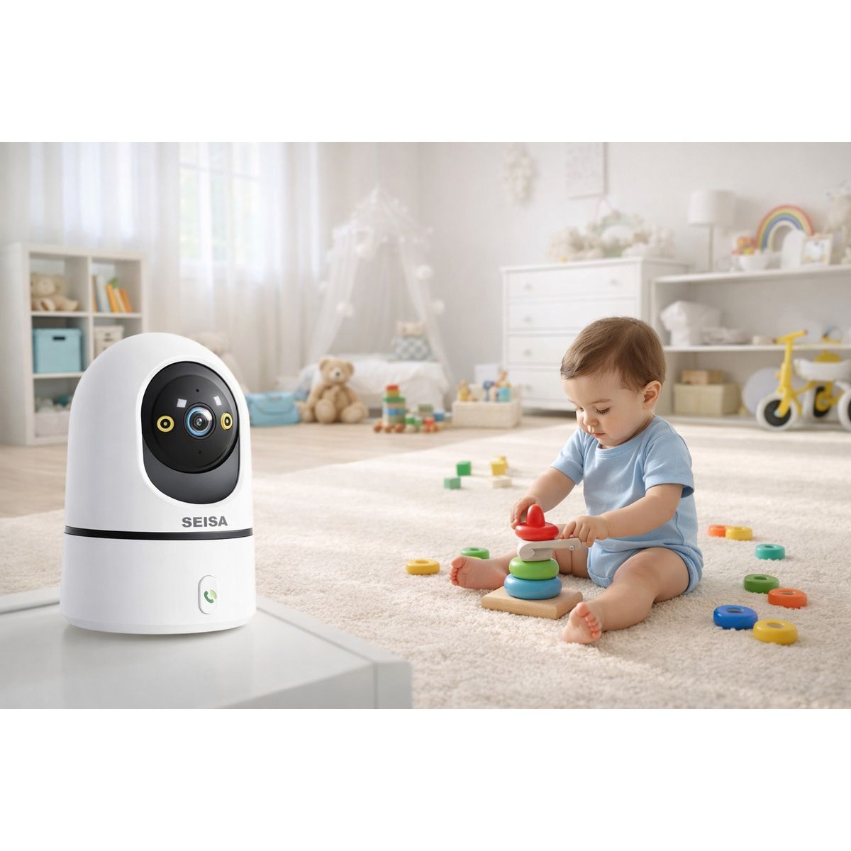 SEISA - Monitor de Bebé WiFi con Visión Nocturna y Audio Bidireccional  Vigilancia 247 desde tu Celular
