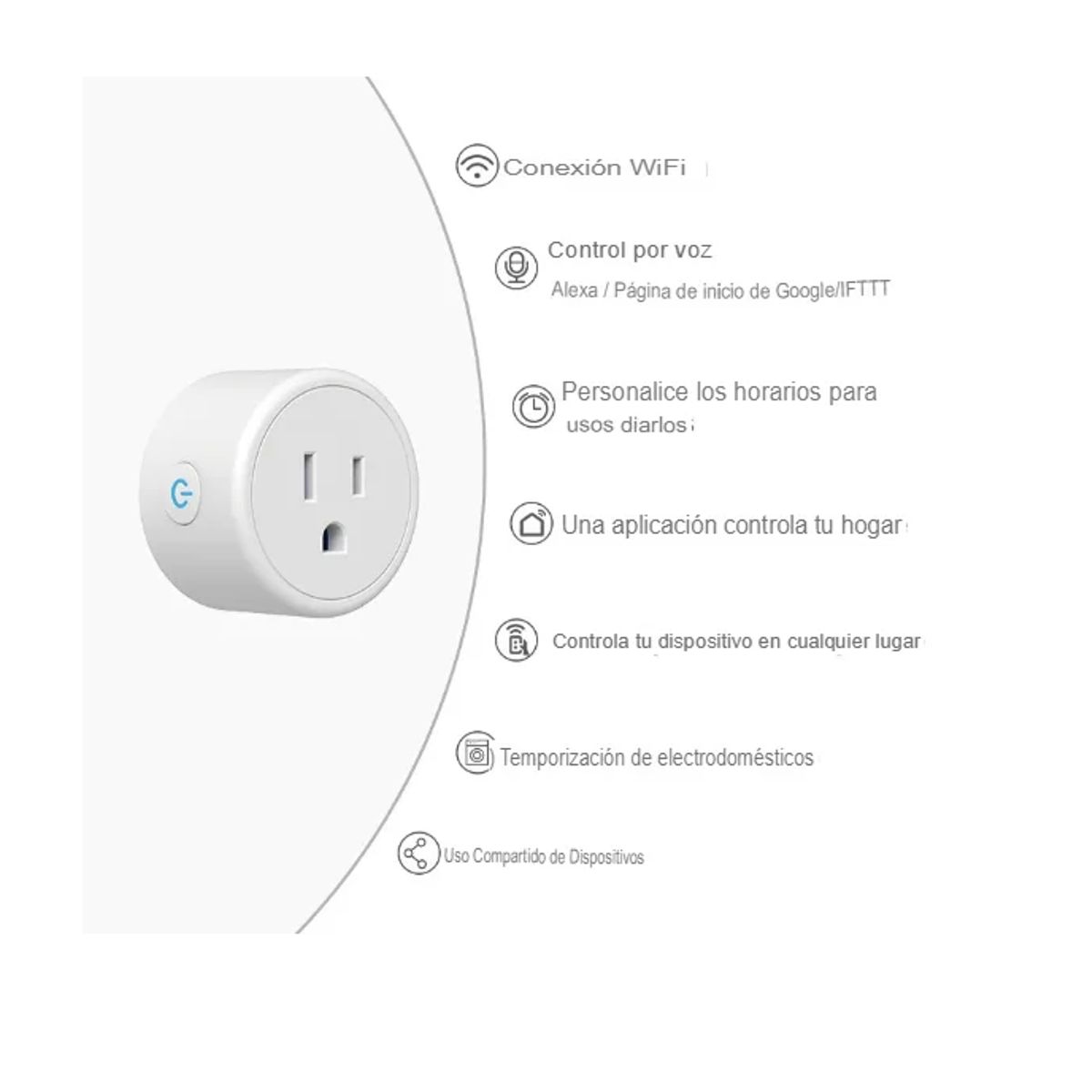 GENERICO - Enchufe Smart Mini Wifi Plug con Control de voz con Alexa Google Home
