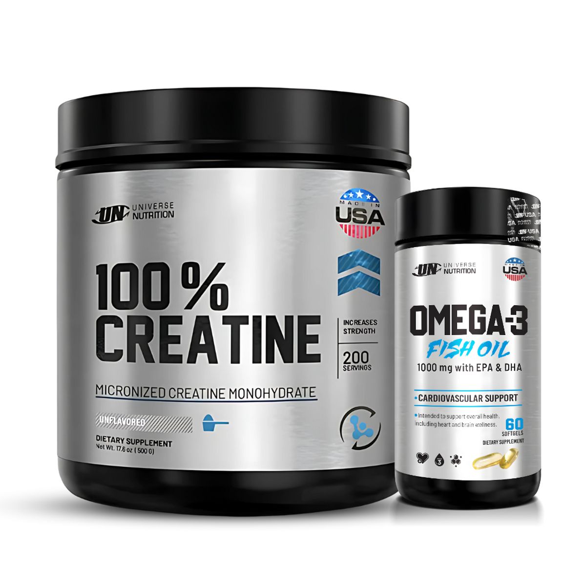 Universe Nutrition - Omega 3 Universe Nutrition 1000 mg - 60 cápsulas + Creatina Monohidratada Universe Nutrition 500 g