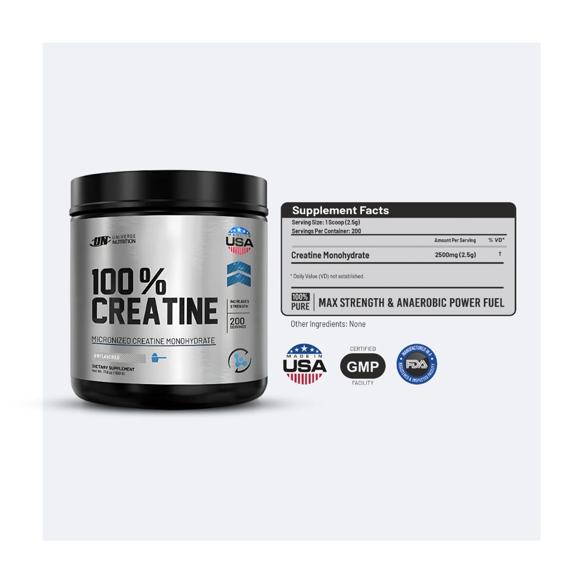Universe Nutrition - Omega 3 Universe Nutrition 1000 mg - 60 cápsulas + Creatina Monohidratada Universe Nutrition 500 g