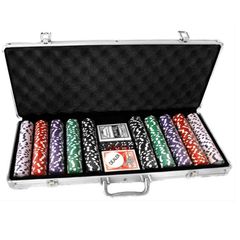 Maletín De Póker Profesional De Aluminio GOPLUS – 500 Fichas Con Pegatinas Láser, 2 Juegos De Cartas, 3 Dealers, Dados Y Alfombra, Ideal Para Casino En Casa