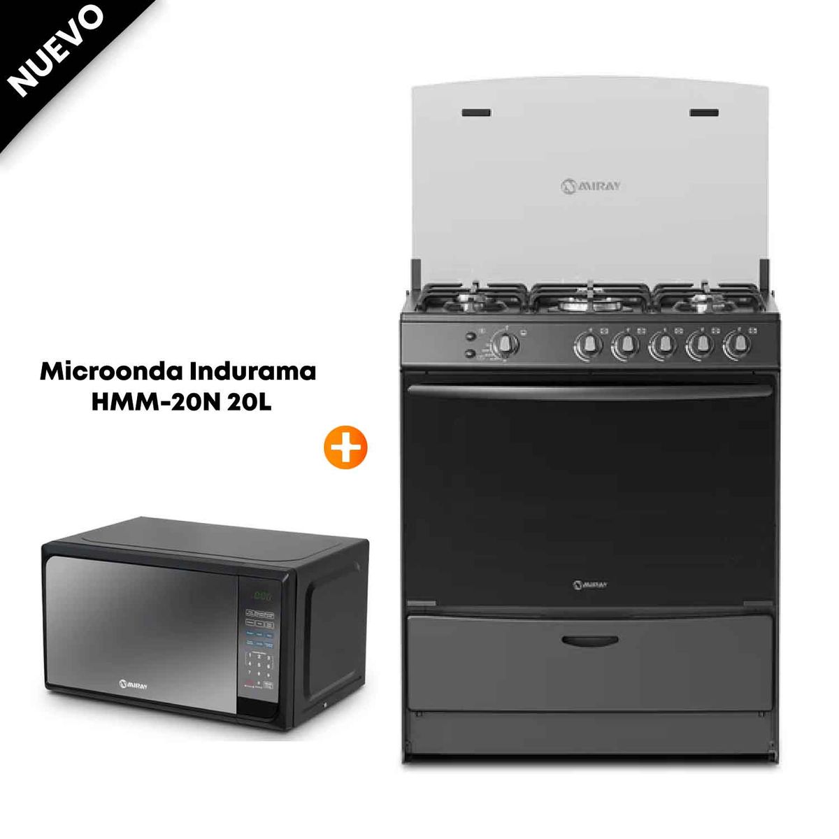 MIRAY - Cocina Miray AZALEA PLUS 5 Hornillas + Horno Microondas Miray HMM-20N 20 L