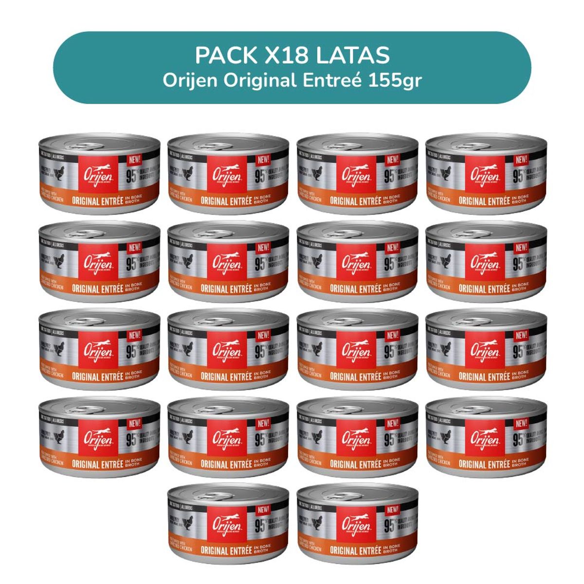 ORIJEN - Orijen Original para Gatos Adultos – Pack x18 Latas 155 g