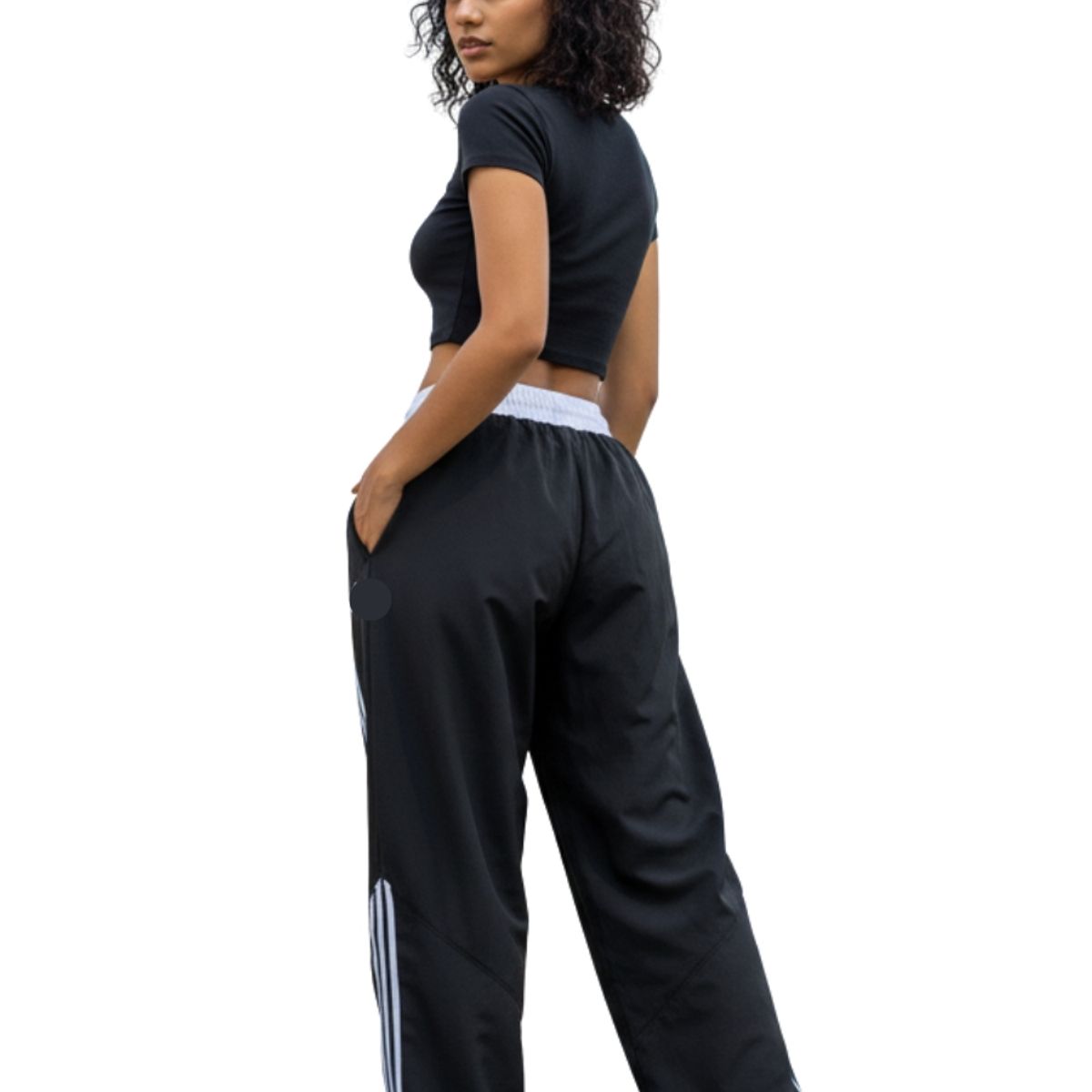 ENKI - Pantalón Deportivo Oversized Mujer Negro Estilo Urbano Athleisure