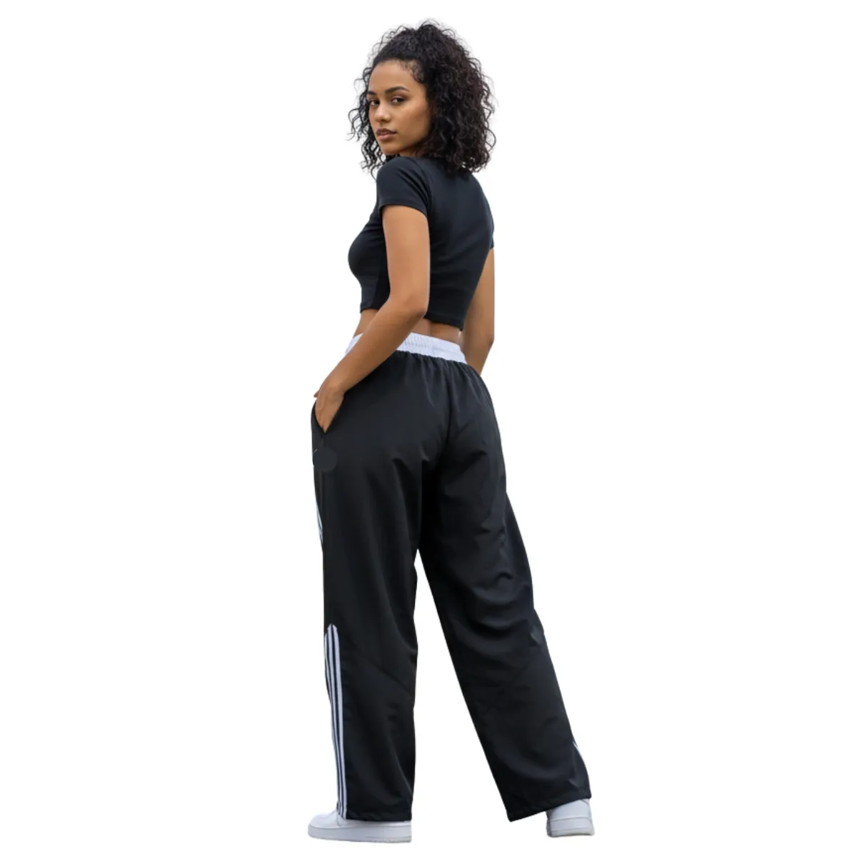 ENKI - Pantalón Deportivo Oversized Mujer Negro Estilo Urbano Athleisure