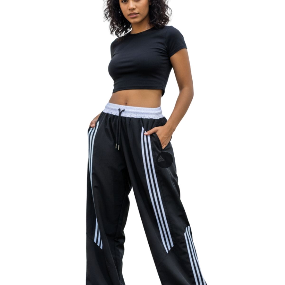 ENKI - Pantalón Deportivo Oversized Mujer Negro Estilo Urbano Athleisure
