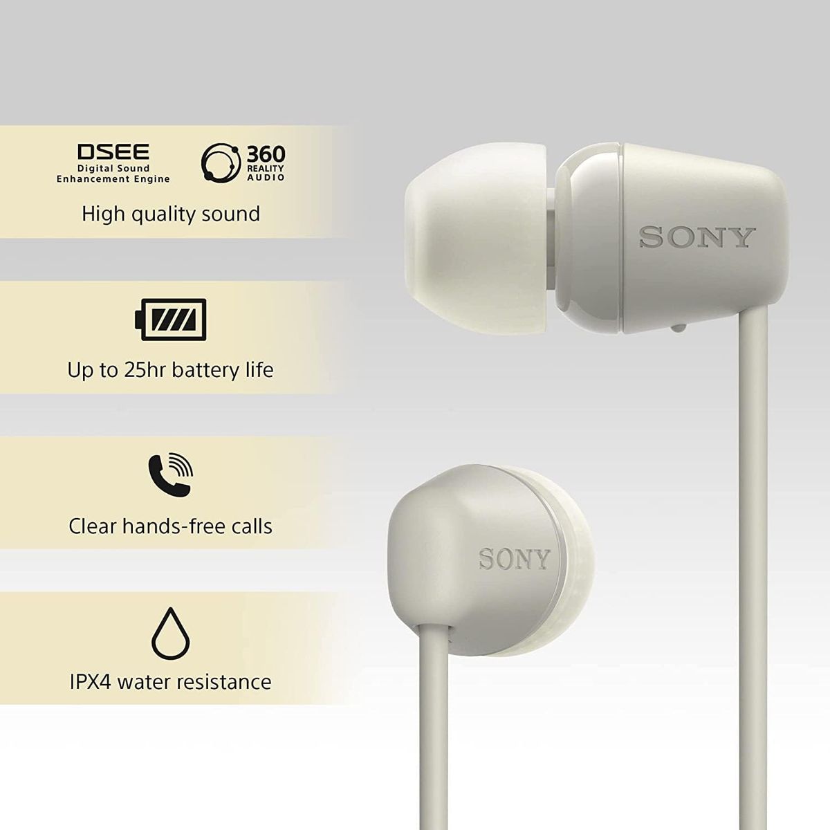 SONY - Audífonos Bluetooth Sony WI-C100 in Ear - Beige