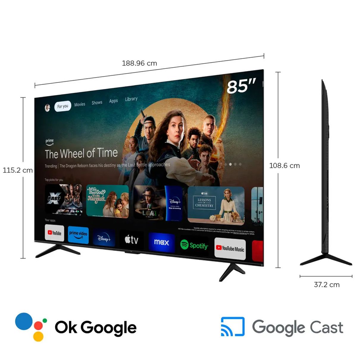 TCL - Televisor Tcl 85 Qled 4k 85p7k Google Tv