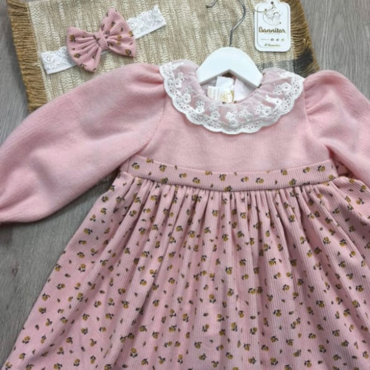BANNITAS - VESTIDO CASUAL DALIA PARA NIÑAS ROSADO T24M