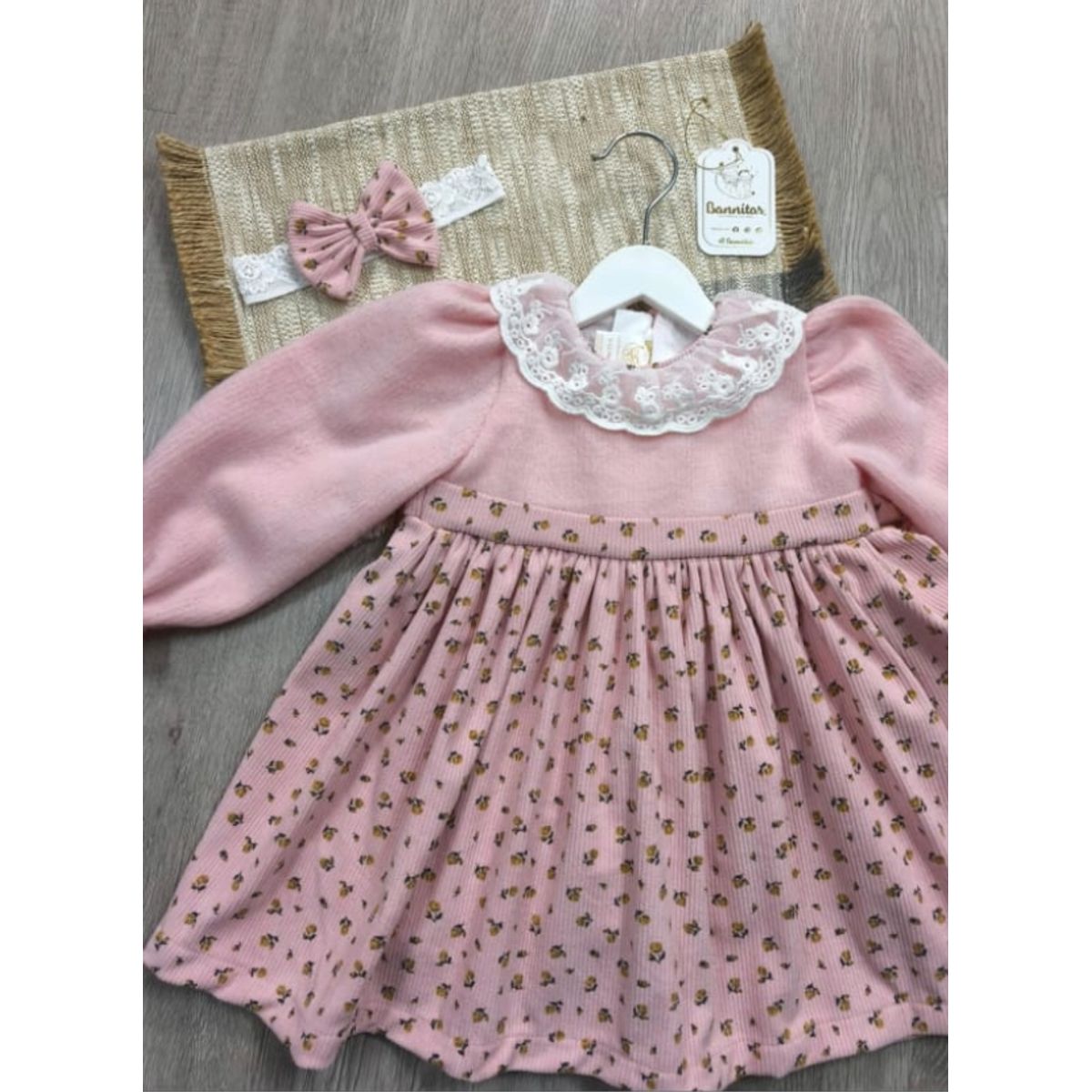 BANNITAS - VESTIDO CASUAL DALIA PARA NIÑAS ROSADO T24M