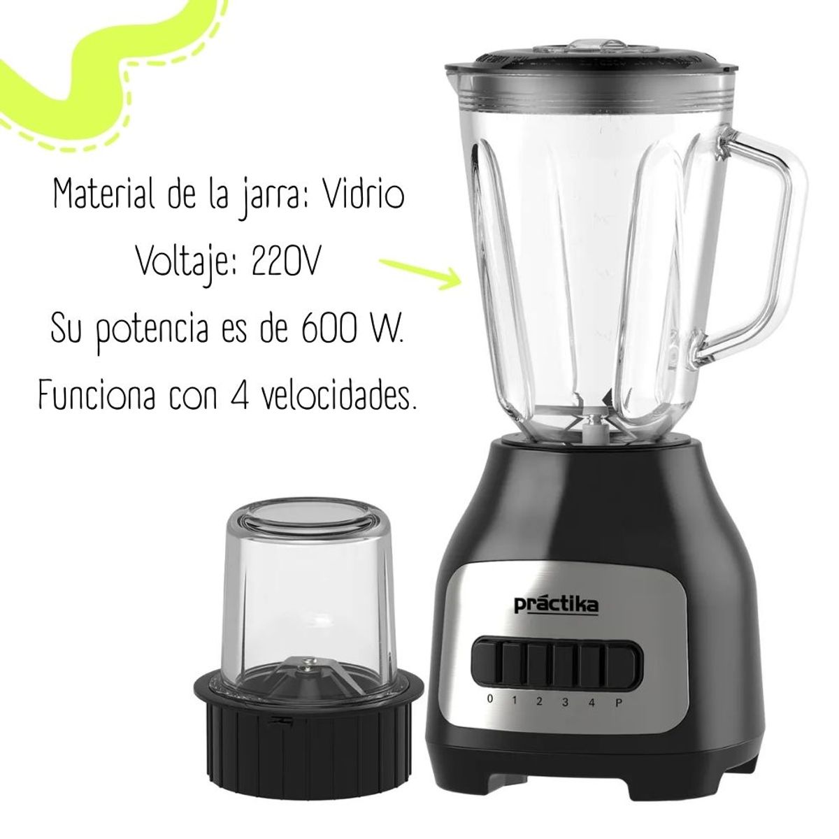 PRACTIKA - Licuadora Practika 1.5Lt de 600 watts BL-600