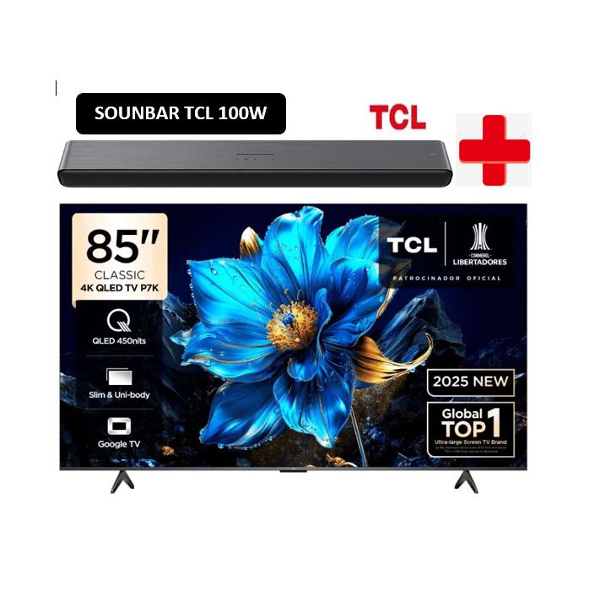 TCL - Televisor Smart UHD 4K 85 TCL QLED 85P7K+ SOUNDBAR TCL