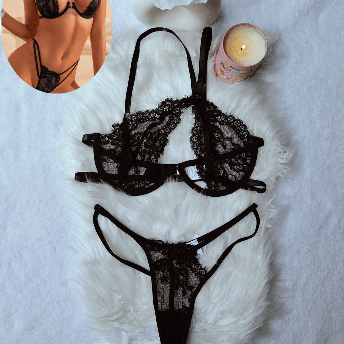 GENERICO - Set de Lencería negro para mujer S - DIANA