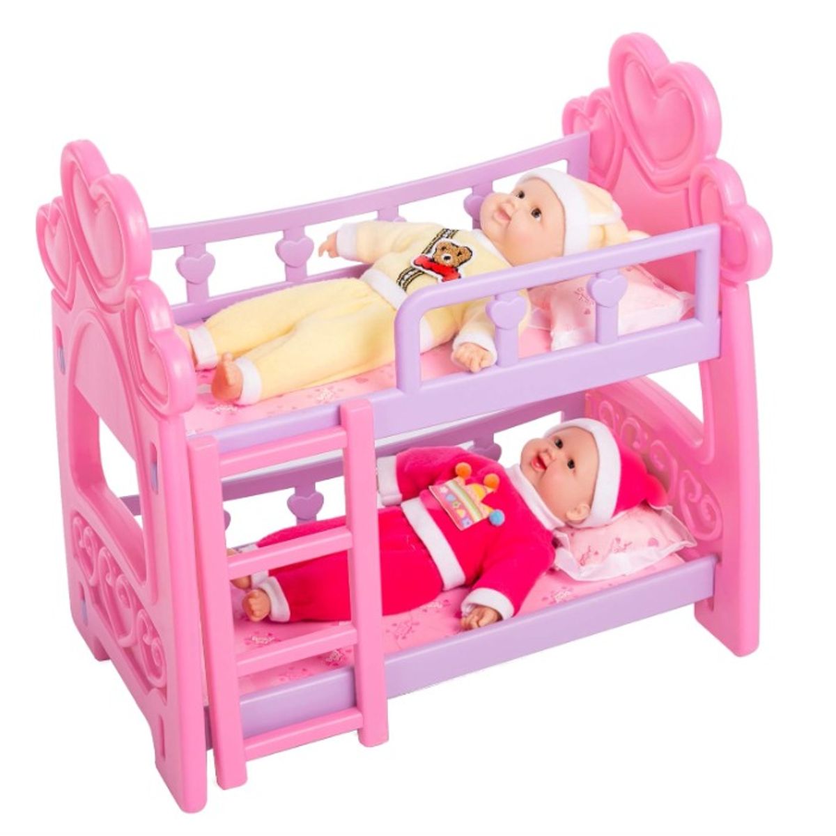 GENERICO - Camarote Para 2 Muñecas con Escalera de Niñas Rosado