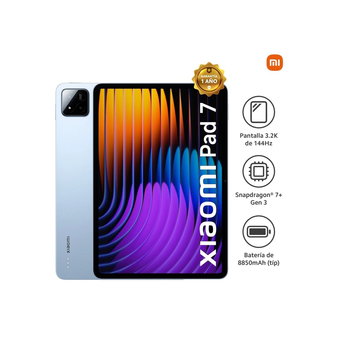 XIAOMI - Tablet Xiaomi Pad 7 11” 3.2K 144Hz Snapdragon 7+ 8GB 256GB Android 15, Azul