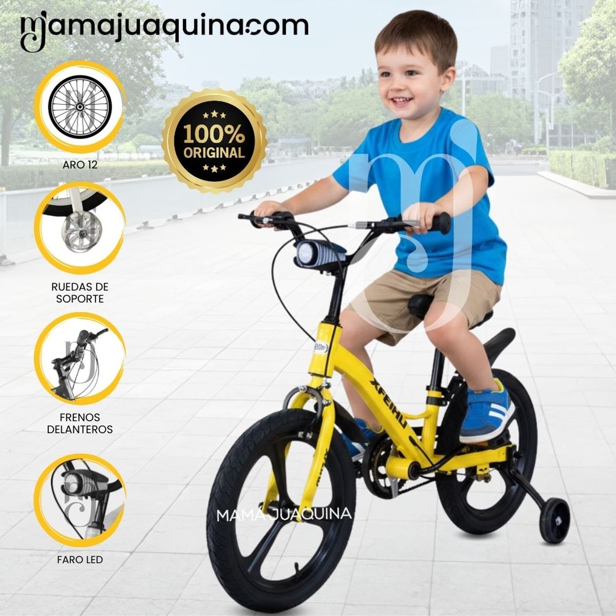BABY - Bicicleta 2 en 1 a Pedal Aro 12 «TIPHON» Función de Equilibrio Yellow