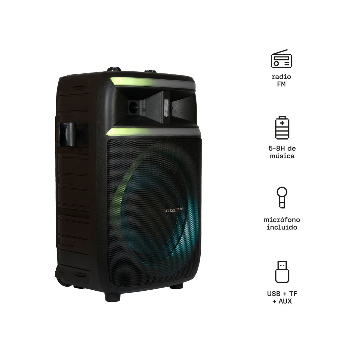 KUZLER - Parlante KUZLER Karaoke con Micrófono Incluido 1000W FREQON-101