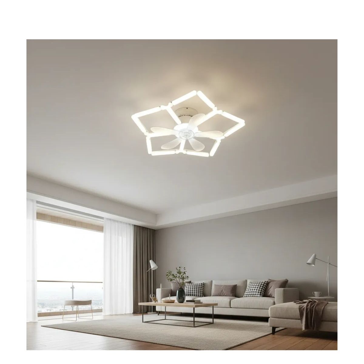 GENERICO - Foco Ventilador Hexagonal Movible Control De Luces Rgb Blanco