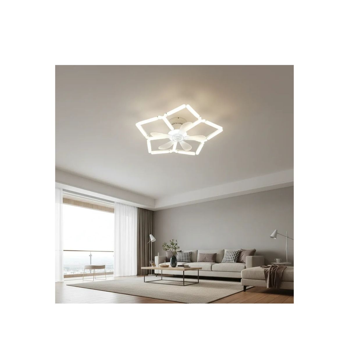 GENERICO - Foco Ventilador Hexagonal Movible Control De Luces Rgb Blanco