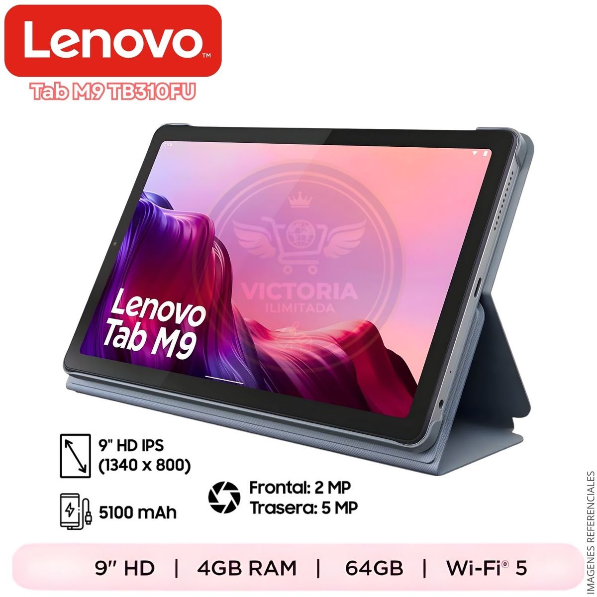 LENOVO - Tablet Lenovo Tab M9 + Folio Case 64GB SSD 4GB RAM Android 12 Azul Escarcha - TB310FU