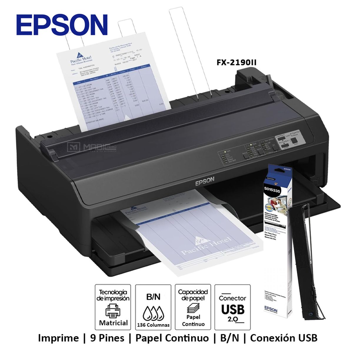 EPSON - Impresora Matricial Epson FX-2190II USB Paralelo 9 Pines
