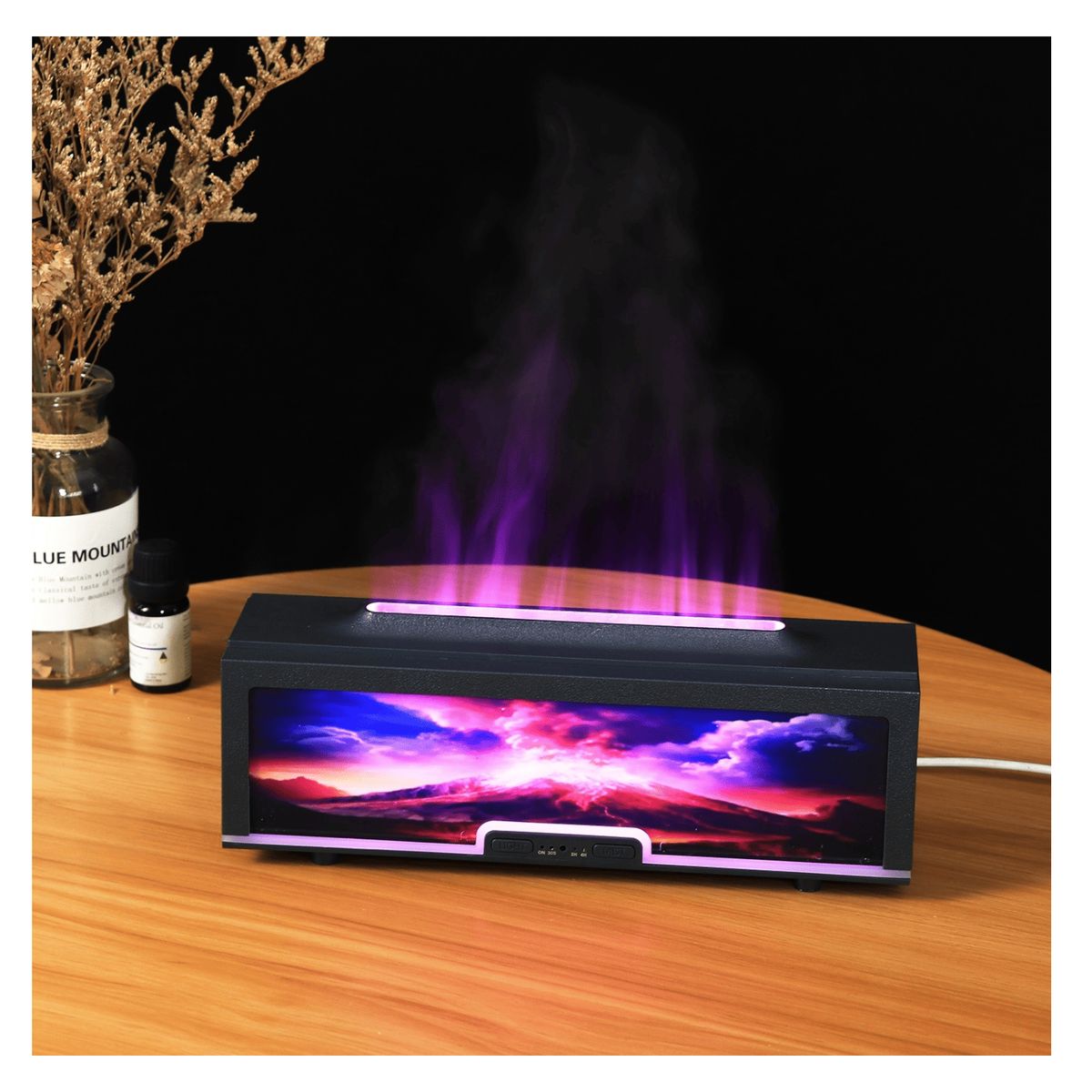 GENERICO - Humidificador de Aromas en Forma de chimenea con Control Remoto y Luz RGB 7 Colores
