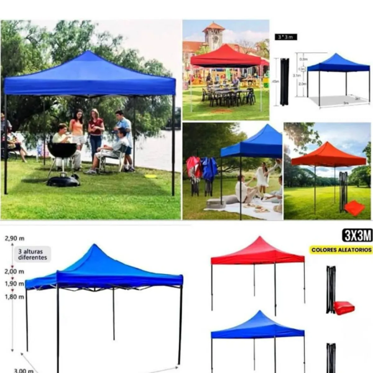 GENERICO - Carpa Toldo 3x3 Plegable Reforzado Impermeable