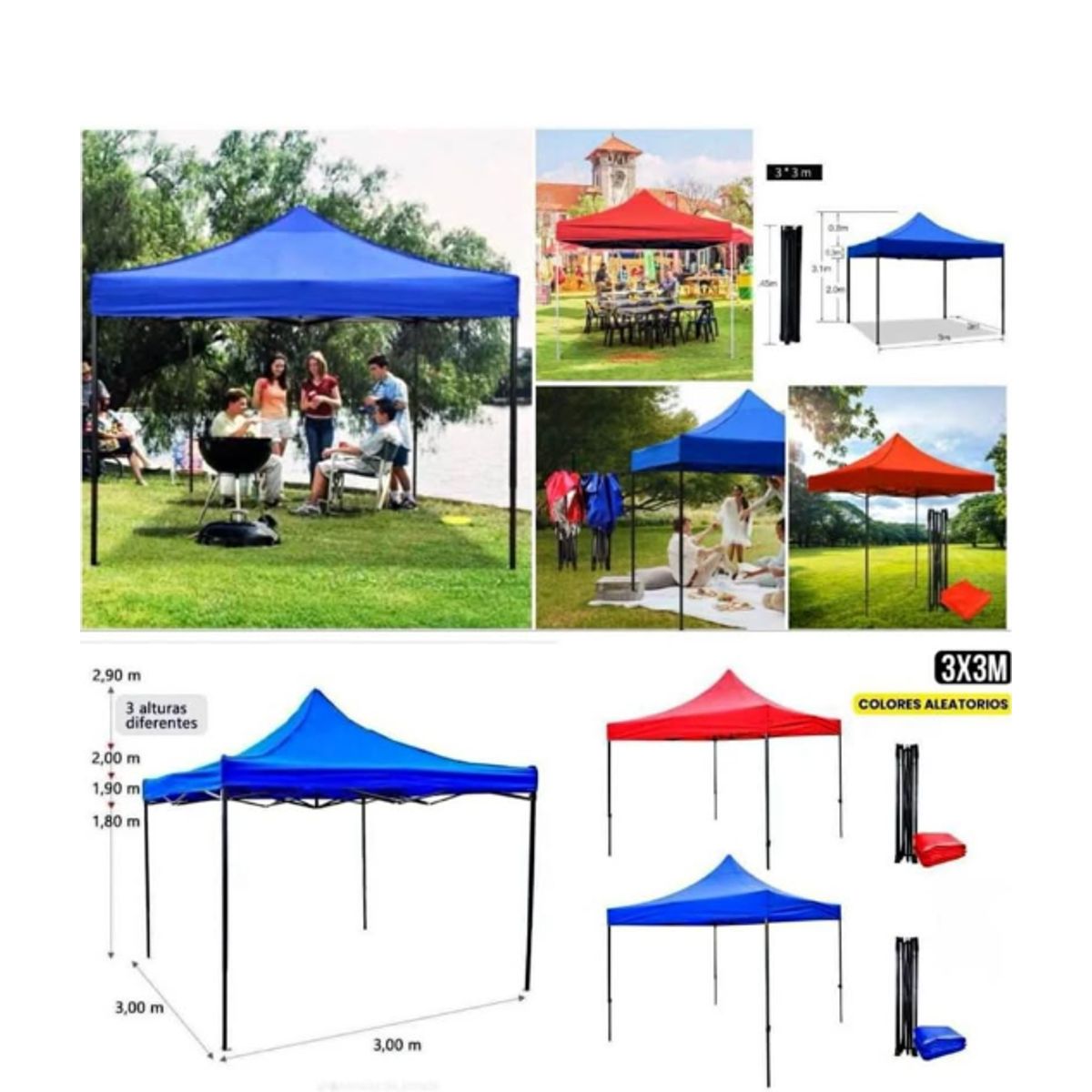 GENERICO - Carpa Toldo 3x3 Plegable Reforzado Impermeable