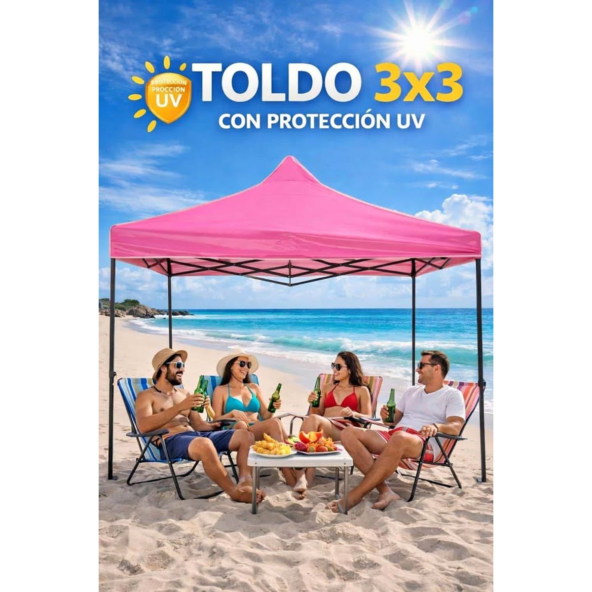 Carpa Toldo 3x3 Plegable Reforzado Impermeable Eventos, marca GENERICO - Foto Principal