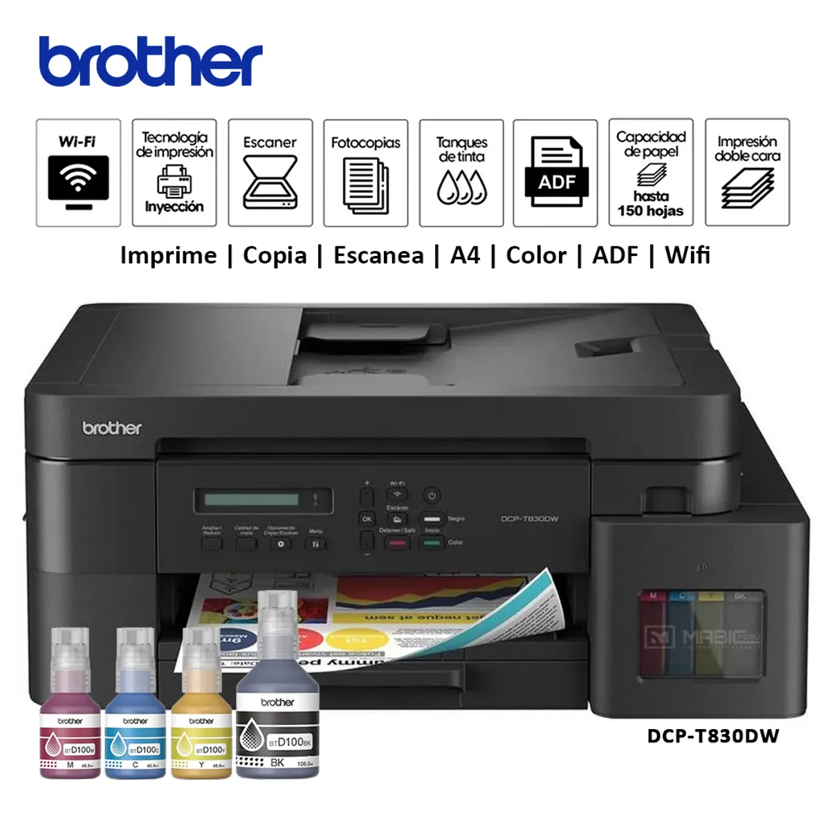 Brother - Impresora Multifuncional Brother DCP-T830DW Duplex WIFI ADF
